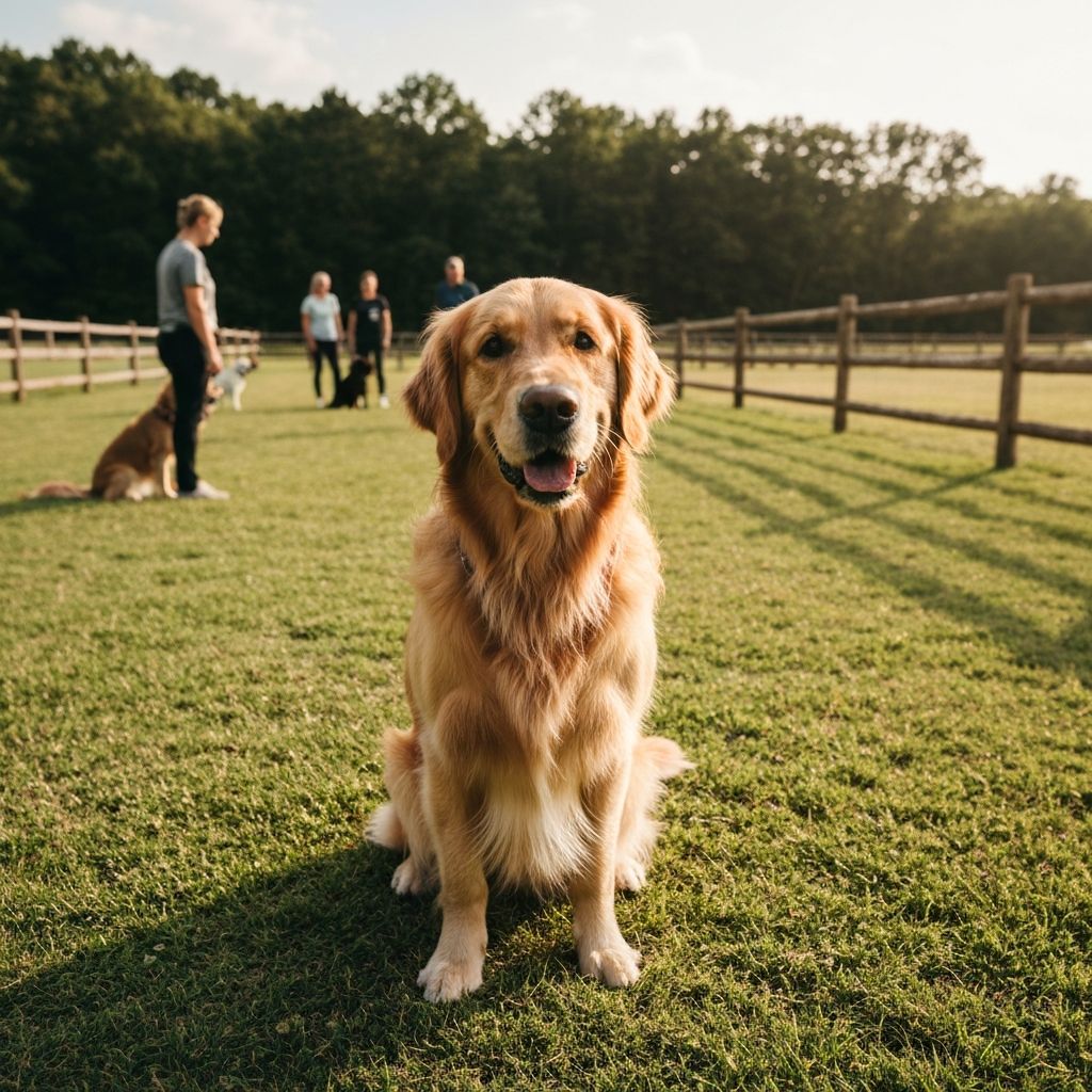 Happy dog during training session